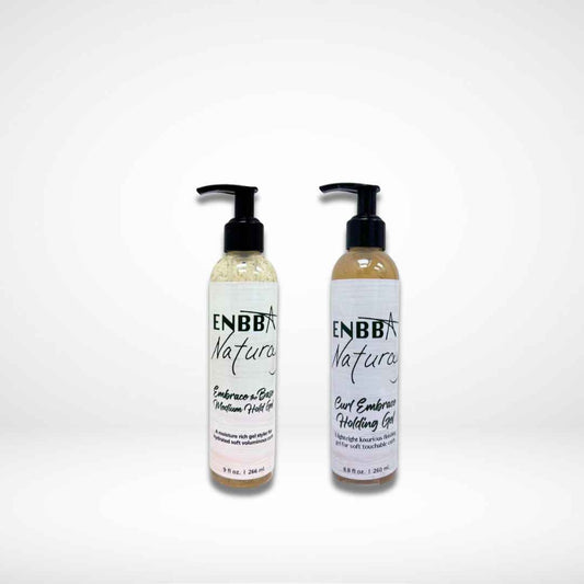 Two bottles of ENBBA Natura hair product on a white background